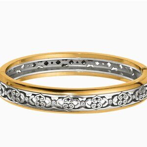 NWT Brighton Intrigue Narrow Hinged Bangle Silver/Gold